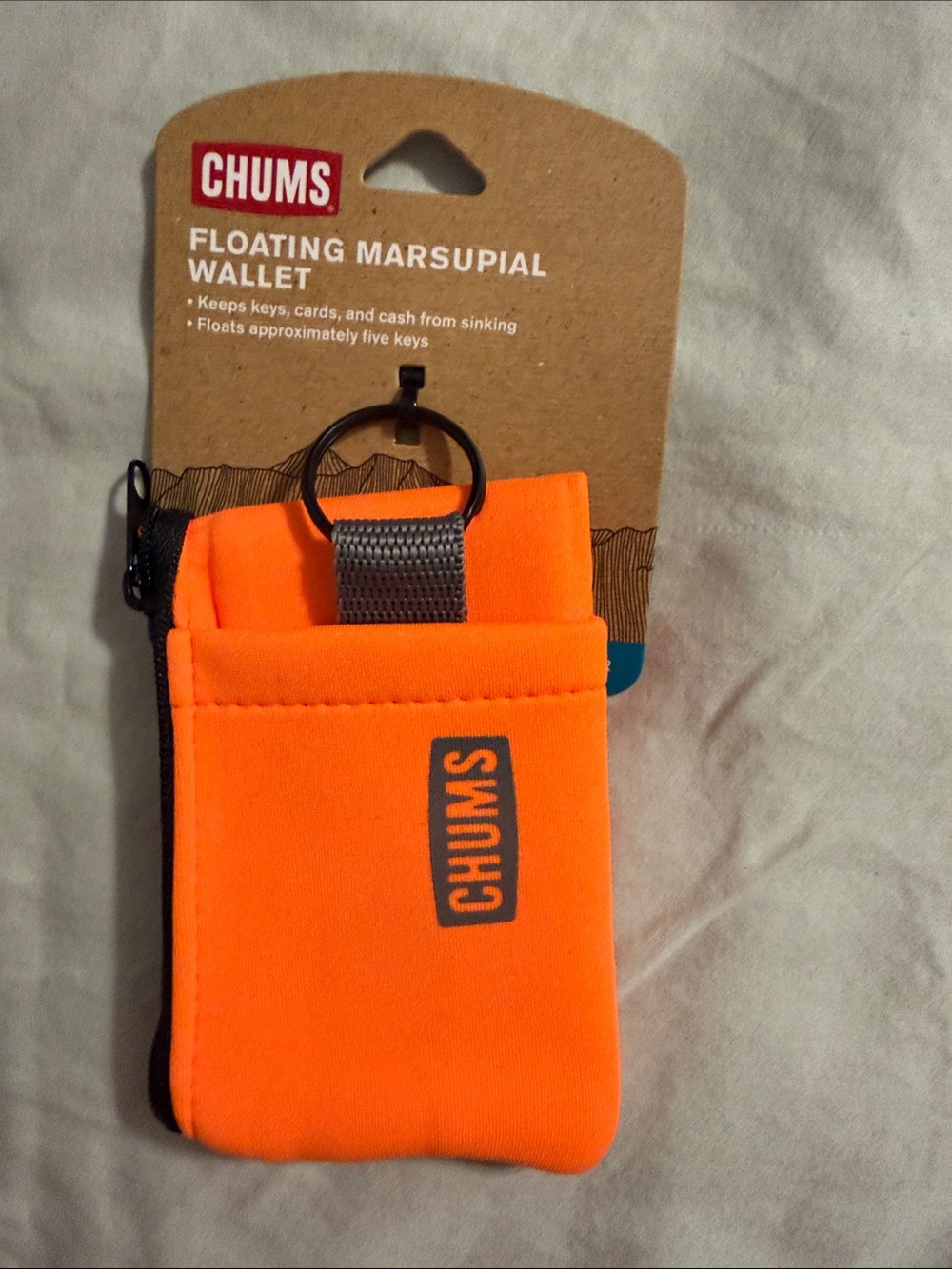 Chums Floating Marsupial Wallet - Key Chain High-Visibility Orange NWT